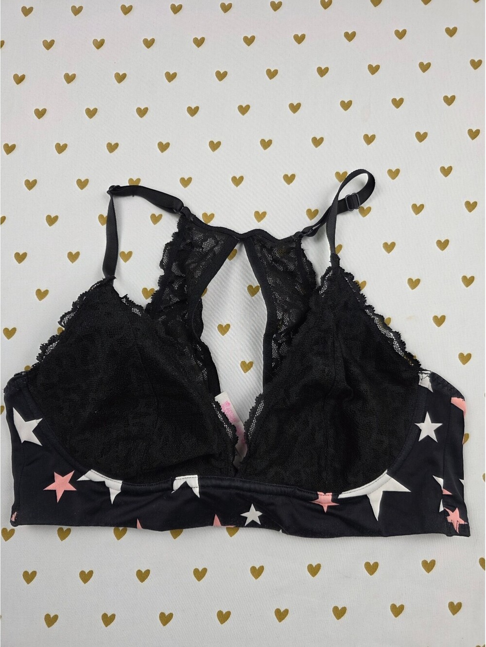 Victorias Secret Pink Stars Strappy Bralette Medium